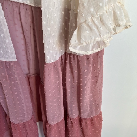 Emery Rose Sheer Pink and Cream Open Cardigan Textured Short Sleeves 2X - Picture 4 of 8